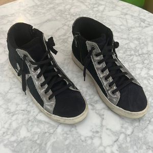 The Shoe Box Navy Suede & Silver High Top Sneakers. 37